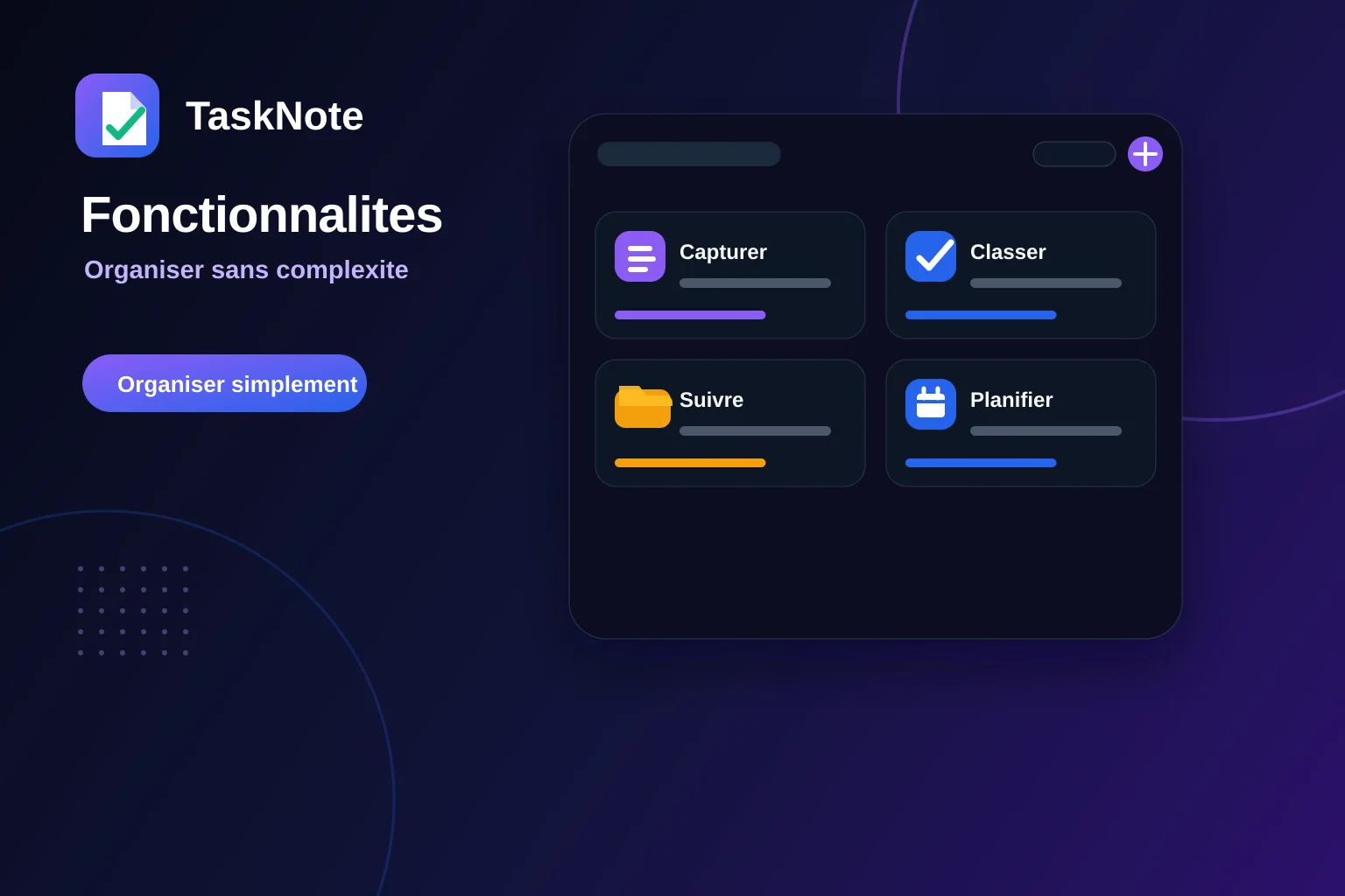 Fonctionnalités principales de TaskNote sur ordinateur et mobile